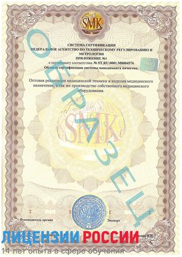 Образец сертификата соответствия (приложение) Невинномысск Сертификат ISO 13485